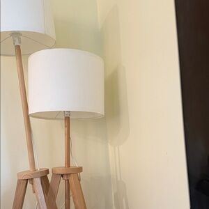 Modern White and Tan Tripod Floor Lamp